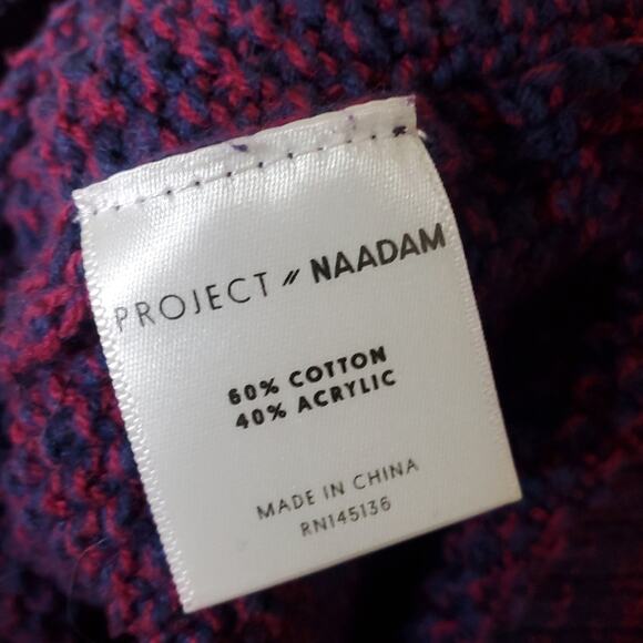 Project Naadam Purple Cable Knit Tie Sleeve Oversized Pullover Designer sweater - Picture 8 of 11